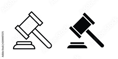 Fotografi Auction icon clipart and thin stroke versions pack