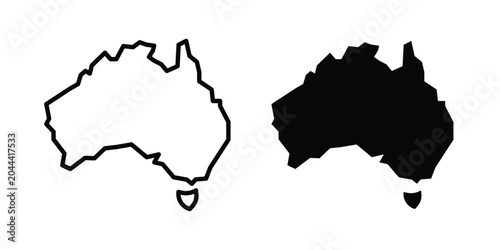 Foto Australia map icon clipart and thin stroke versions pack
