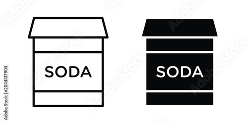 Foto baking soda icon clipart and thin stroke versions pack
