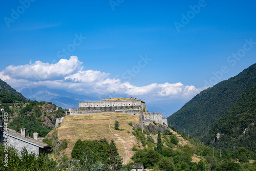 View of the town of Exilles and its fortifications (Italy)