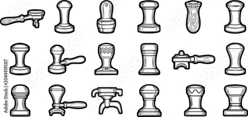 Cuadro en lienzo Coffee Barista Equipment Line Art Icons Set