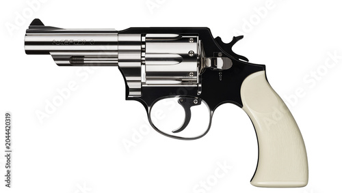 Foto Chrome and black revolver with ivory grips