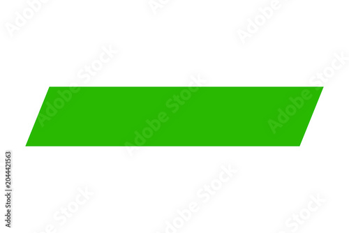 Solid Green Parallelogram Slanted Banner Shape Isolated on White Background