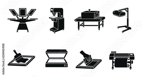 Fotografía Screen Printing Equipment PNG Set, T-shirt Press Machine, Dryer
