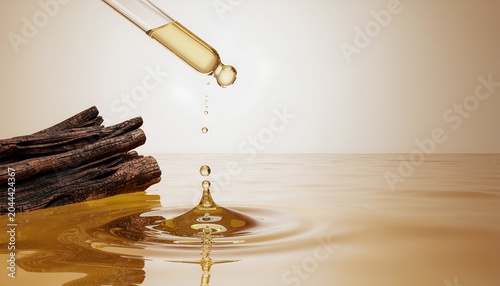 Droplet of oil falling into a reflective surface