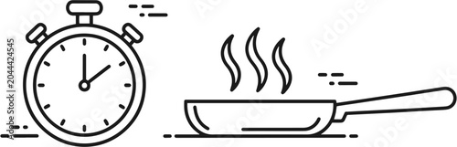 Photos Pan Cooking with Stopwatch Timer.