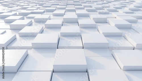 White 3D grid of rising and falling geometric shapes