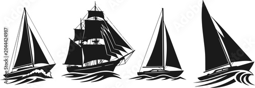 Foto Sailing ships on the water surface.