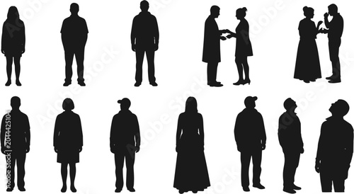 Obraz na płótnie Silhouettes of people standing together.