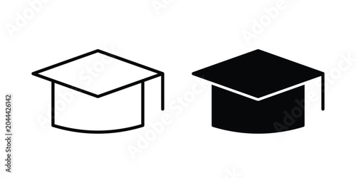 Foto Graduation hat icon clipart and thin stroke versions pack