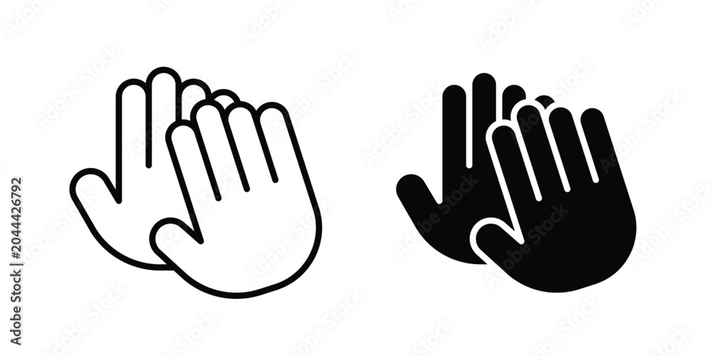 Fototapeta premium High Five icon clipart and thin stroke versions pack