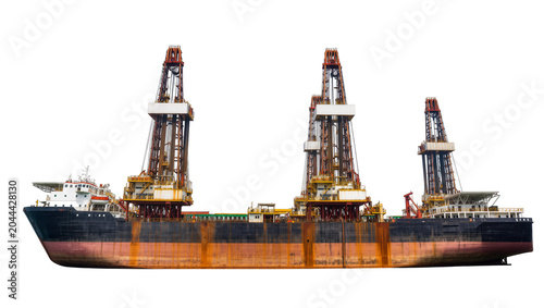 Schilderij op canvas Semi-submersible drilling rig with three derricks