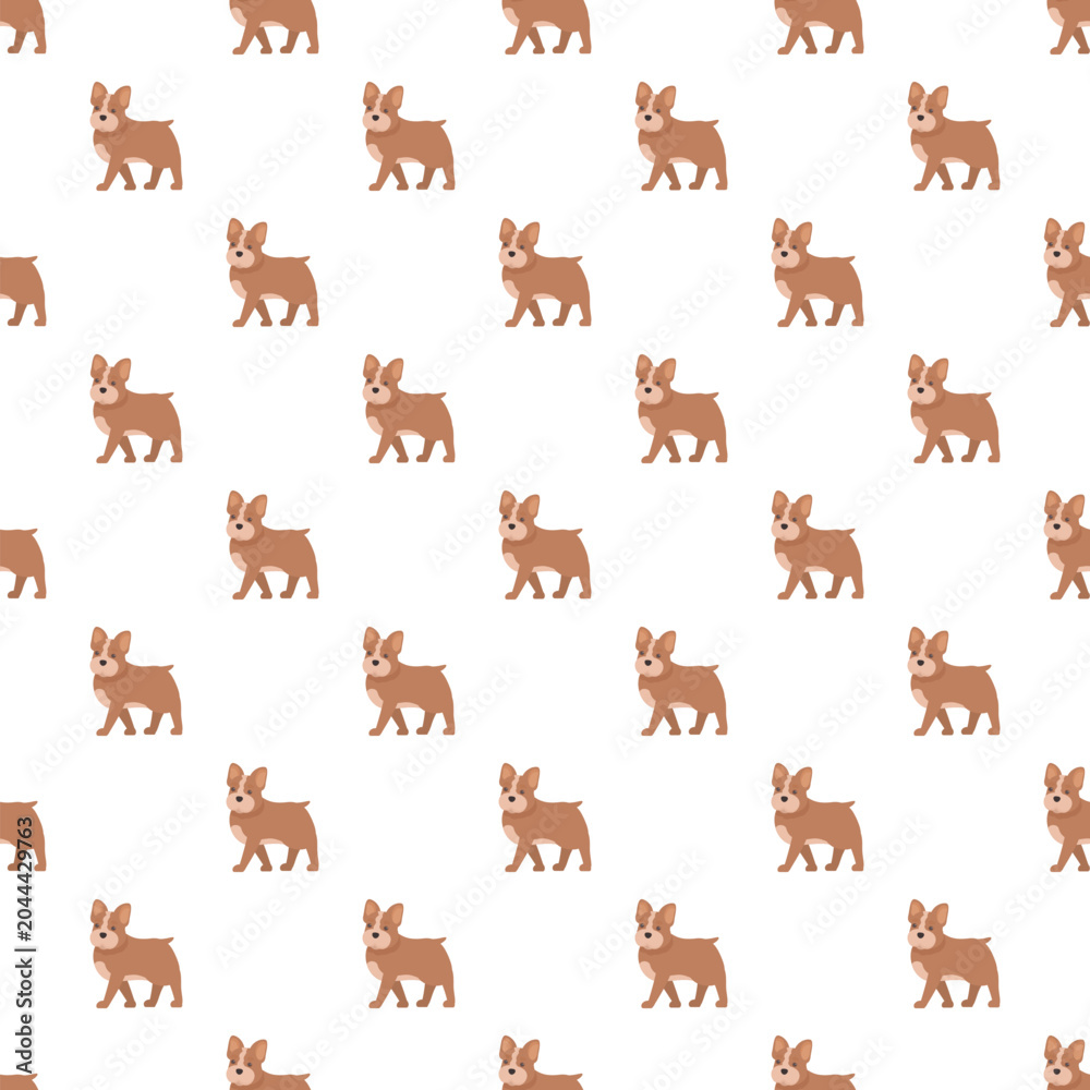 Fototapeta premium Brown french bulldogs creating a cute seamless dog animal pattern