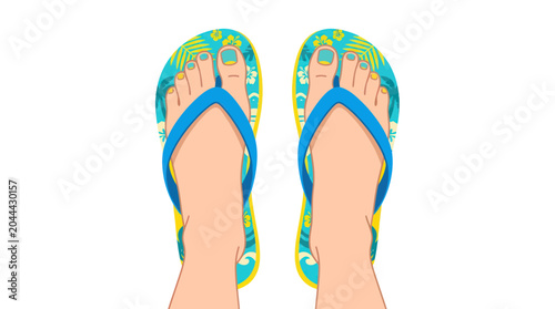 Summer Feet in Tropical Flip-Flops