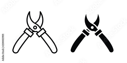 Canvastavla Pruning shears icon clipart and thin stroke versions pack