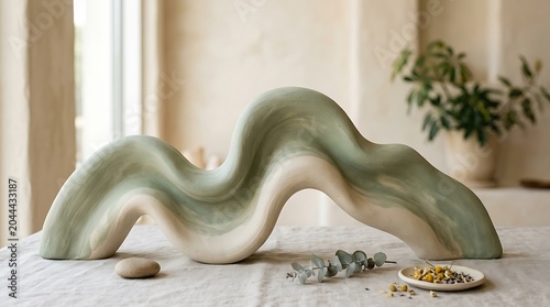 Serene Wavy Sculpture Interior Decor