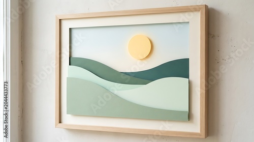 Abstract Landscape Artwork with Sun