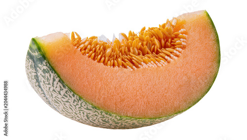 Photos Cantaloupe melon slice with seeds and rind