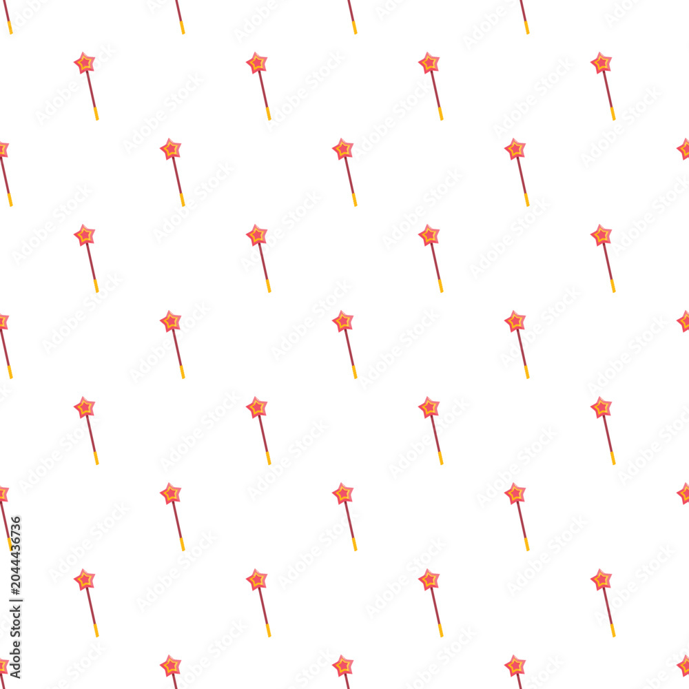 Obraz premium Collection of cartoon magic wands in a repeating star pattern
