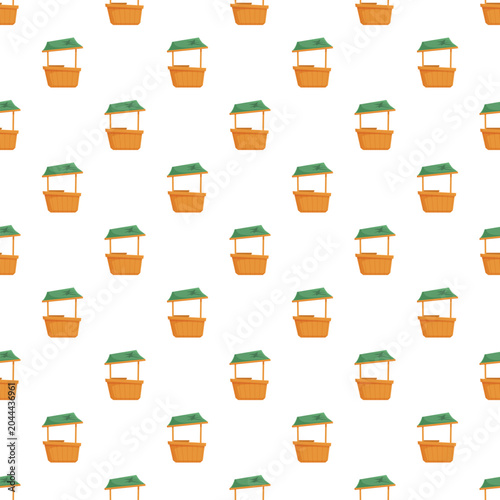Φωτογραφία Seamless pattern featuring repeated market stalls with green roofs and wooden ba