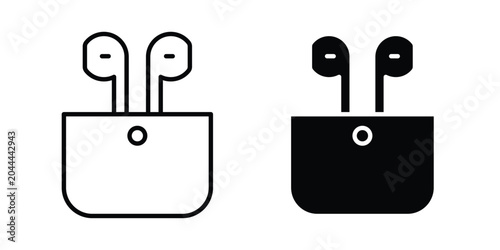 Tableau sur toile Air pods icon lineart style, silhouette flat icons