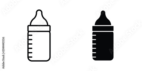 Canvas Print Baby milk bottle icon lineart style, silhouette flat icons