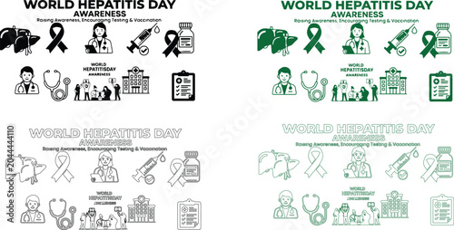 Tableau sur toile "World Hepatitis Day Awareness Medical Icons Vector Illustration"