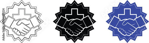 Fotografie Christian handshake icon vector line art isolated on transparent background design element