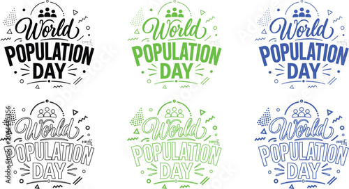 Tableau sur toile World population day awareness logos and icons