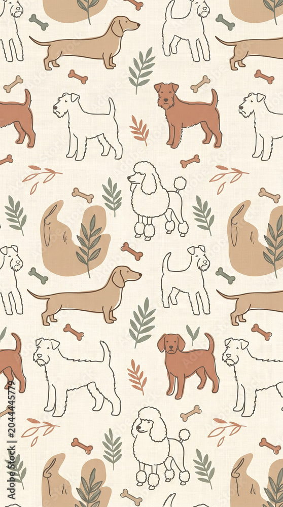 Fototapeta premium seamless cute dogs drawings