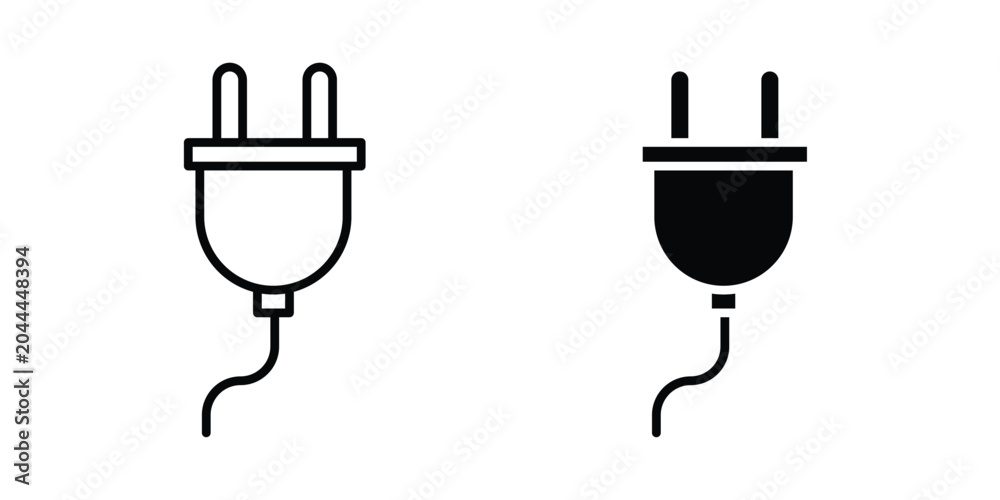 Φωτογραφία Electrical plug icon lineart style, silhouette flat icons