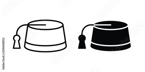 Foto Fez hat icon lineart style, silhouette flat icons