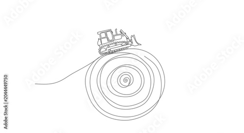 Tableau sur toile Bulldozer creating a spiral pattern, illustration, construction, heavy machinery