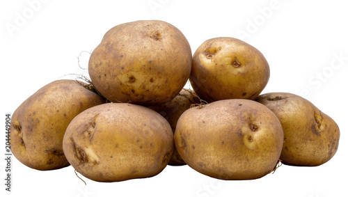 Foto Pile of fresh raw potatoes with brown skin and eyes