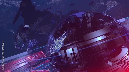 World News Intro Background with Futuristic Digital Network and Motion Graphics