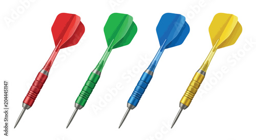 Fotografía Colorful Darts With Metal Points And Textured Grips Vector Illustration