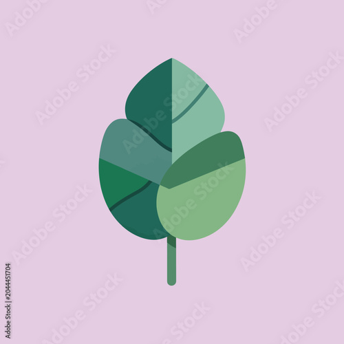 A stylized green leaf illustration on a soft pastel background