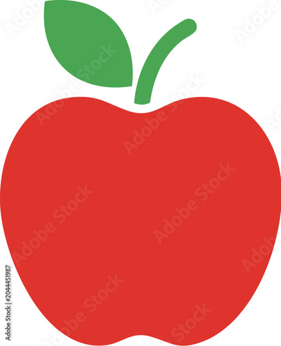 Apple icon features a vibrant red rounded shape with a crisp green leaf top.
