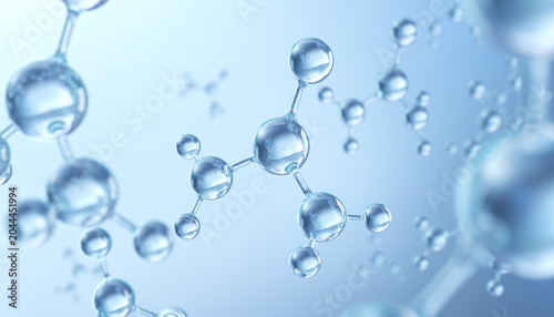 Abstract blue molecular structure, scientific concept for medical research and biotechnology 3d rendering.