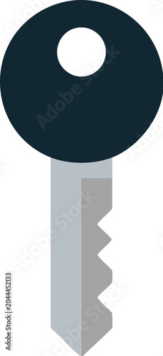 Key rendered in a flat design style provides a secure symbol for your work.