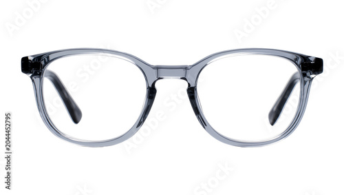 Schilderij op canvas Round clear lens eyeglasses with grey translucent frame