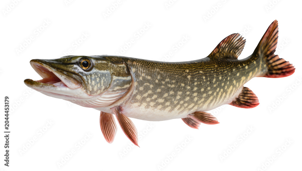 Fototapeta premium Northern Pike fish with open mouth and sharp teeth