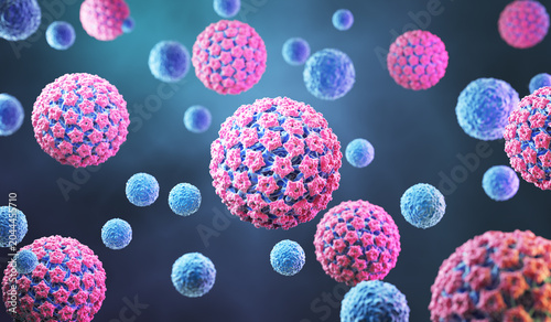 Human papillomavirus infection, HPV virus background 3d illustration.