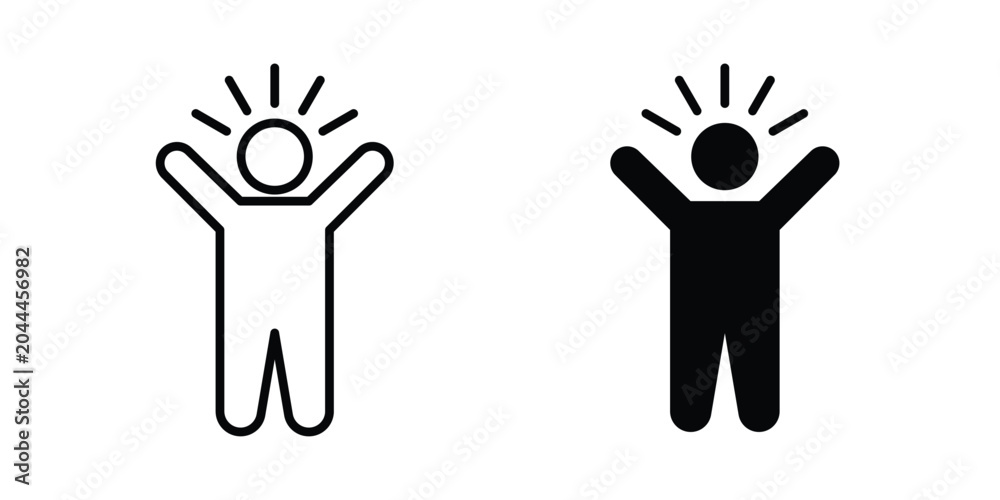 Fototapeta premium Self confidence icon lineart style, silhouette flat icons