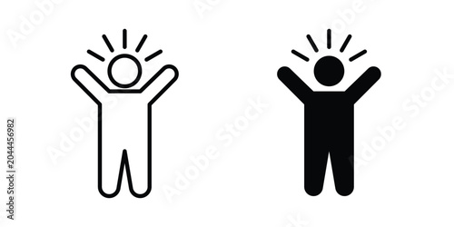 Foto Self confidence icon lineart style, silhouette flat icons