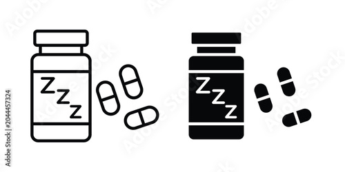 Bild auf Leinwand Sleeping pills icon lineart style, silhouette flat icons