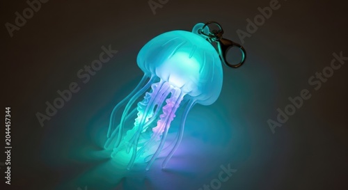 Glowing Jellyfish Keychain - Illuminated Underwater Charm.