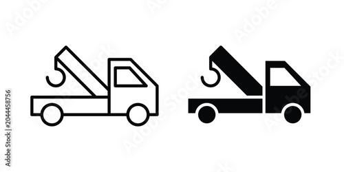 Schilderij op canvas Tow truck icon lineart style, silhouette flat icons