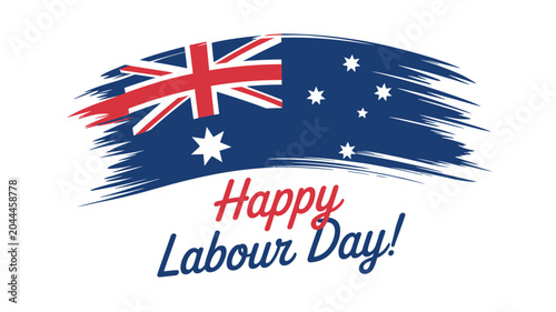 Fényképezés australian flag with happy labour day text