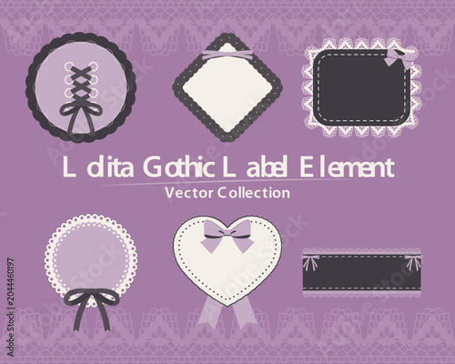 Photos Lolita Gothic Lace Label Frames Vector Set